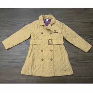 KC Parker Girls Camel Quilted Belted Trench Coat Jacket Size 5/6